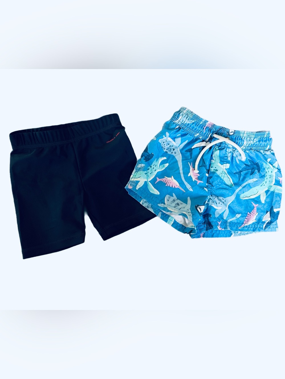 ☀️Toddler Boy Swim Bundle • Polarn O. Pyret Blue & Carters Swim Shorts Set • EUC